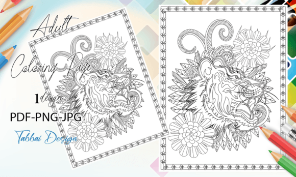Download Tiger Floral Coloring Page - Floral coloring page Collection